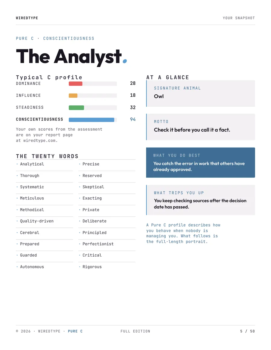 Full Profile print PDF for a C reader (Conscientiousness), page 5