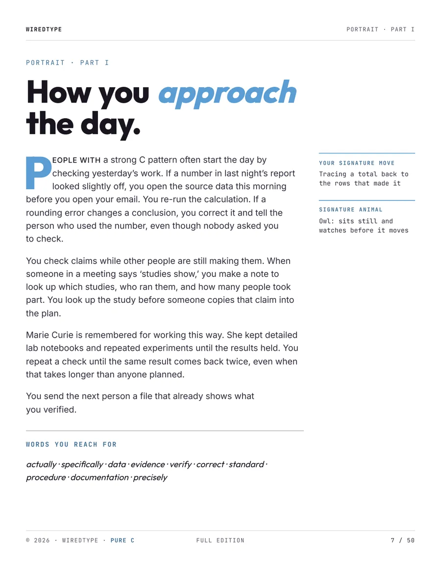 Full Profile print PDF for a C reader (Conscientiousness), page 7