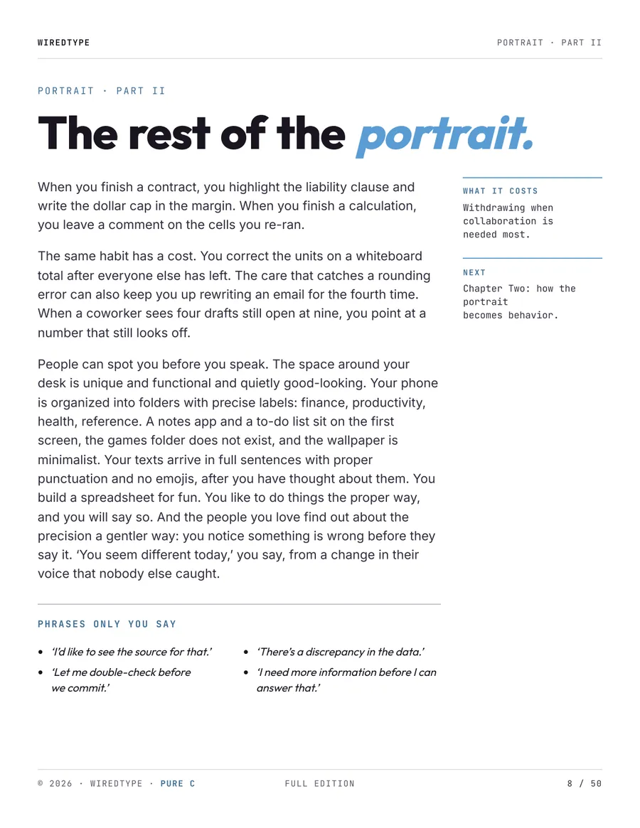 Full Profile print PDF for a C reader (Conscientiousness), page 8