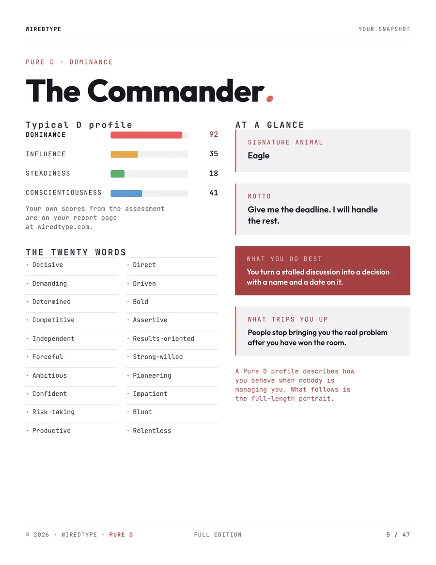 Full Profile print PDF for a D reader (Dominance), page 5