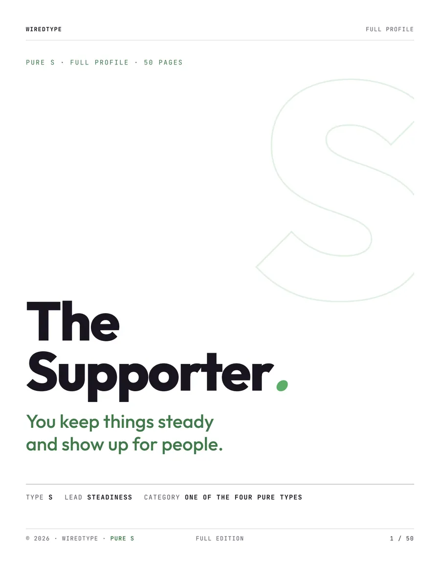 Full Profile print PDF for a S reader (Steadiness), the cover