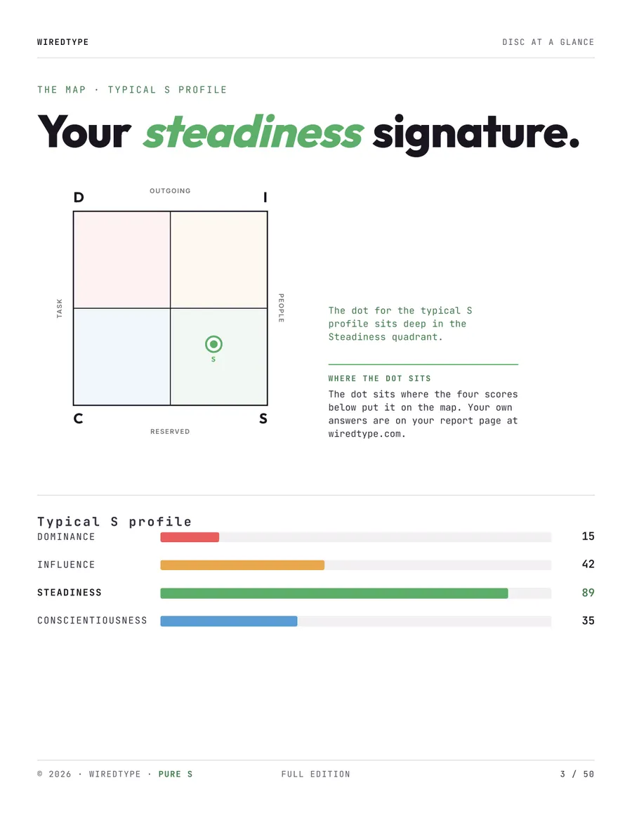 Full Profile print PDF for a S reader (Steadiness), page 3