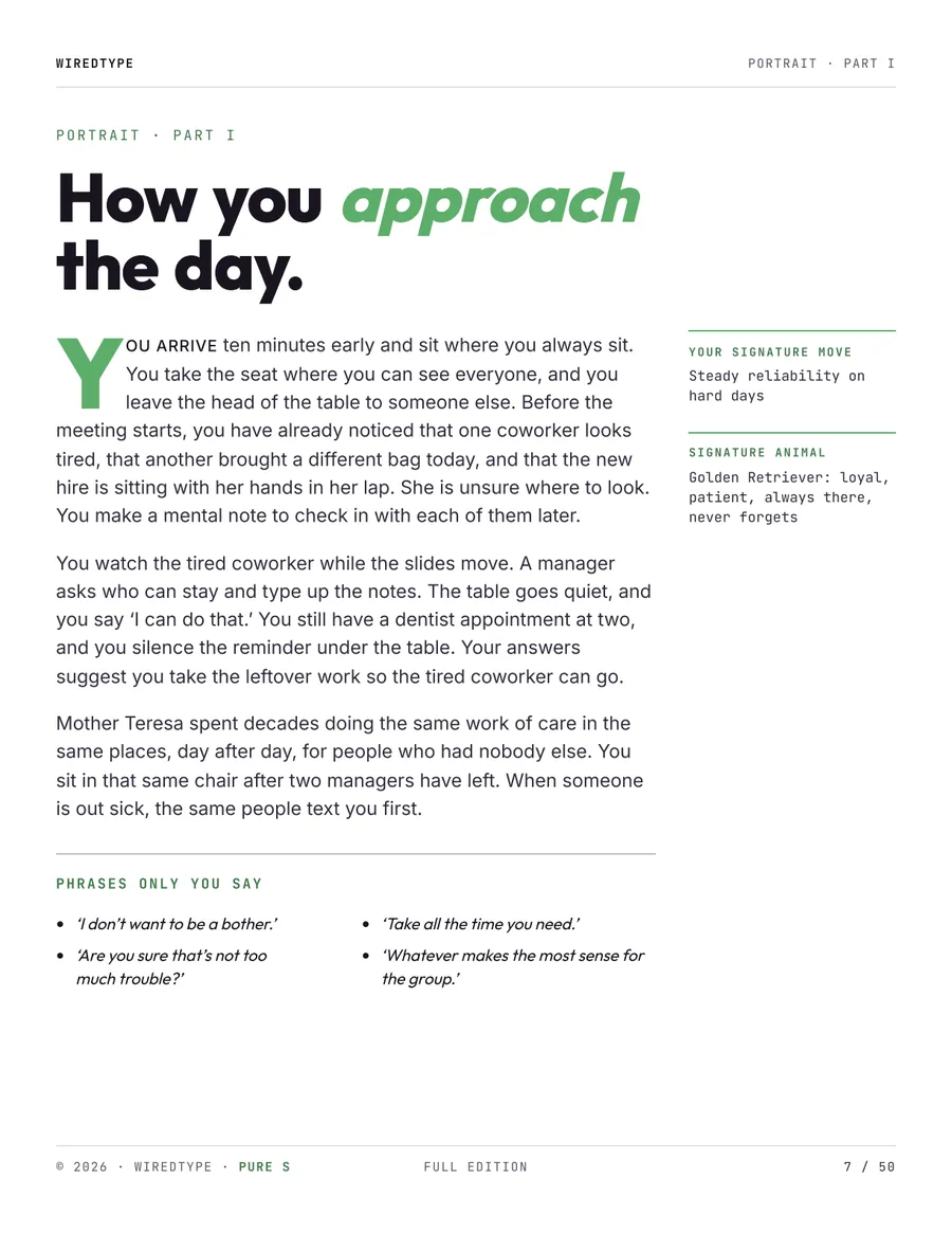 Full Profile print PDF for a S reader (Steadiness), page 7